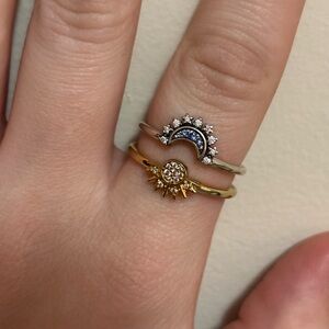 Pandora Gold and Silver Celestial Rings